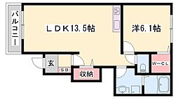 プロスペリティー1棟 1LDKの間取図画像
