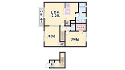 カーサドマーニ 2LDKの間取図画像