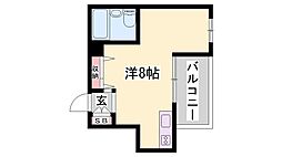 テットロージェ・ダイキB棟 ワンルームの間取図画像