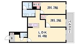 シャーメゾンレコルト 2LDKの間取図画像