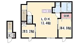グリーンフォレスト加古川南 2LDKの間取図画像