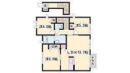 グリーンステージ相ノ山C棟 2LDKの間取図画像