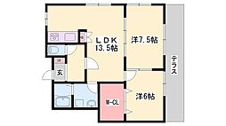 セジュールルシアン 2LDKの間取図画像