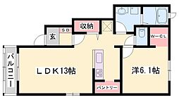 レジデンス別所 1LDKの間取図画像