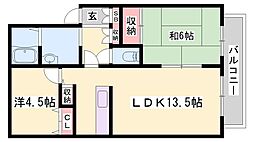 メゾングレーヌ 2LDKの間取図画像