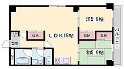 サニーハウス土山西棟 2LDKの間取図画像