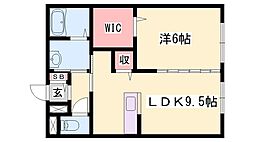 メルベーユ・トモ 1LDKの間取図画像