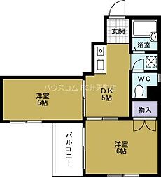 メゾンクレールつかさ 2DKの間取図画像
