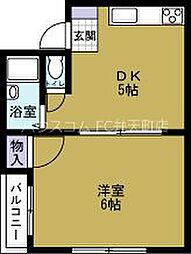 JPアパートメント港3 1DKの間取図画像