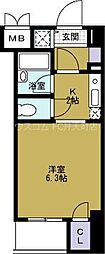 ベルシモンズ大阪港 1Kの間取図画像