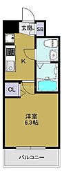 エグゼ大阪BAY CITY 1Kの間取図画像