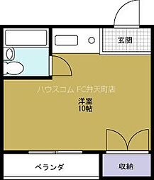 ベイシティみなと ワンルームの間取図画像