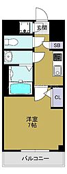 アスヴェル大阪サウスキャナル 1Kの間取図画像