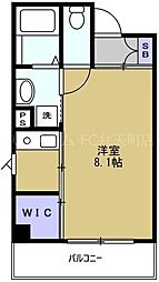 ユニッソン朝潮橋 2階1Kの間取り