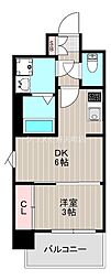 レジュールアッシュアーバンリッシュ 9階1DKの間取り