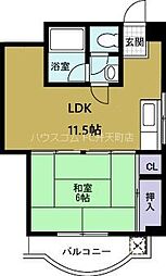 プレアール弁天 1LDKの間取図画像