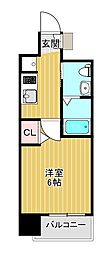 エグゼ弁天町 9階1Kの間取り