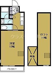 サンフーミン21 4階1Kの間取り