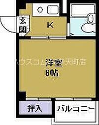 ヴィラ港晴 3階1Kの間取り