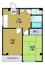 ハイツ水野 2DKの間取図画像
