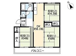 UR花見川 5階3DKの間取り