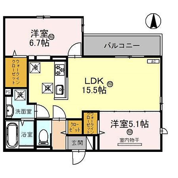 M＆R　AiKi ｜兵庫県尼崎市西立花町２丁目(賃貸アパート2LDK・1階・60.94㎡)の写真 その2