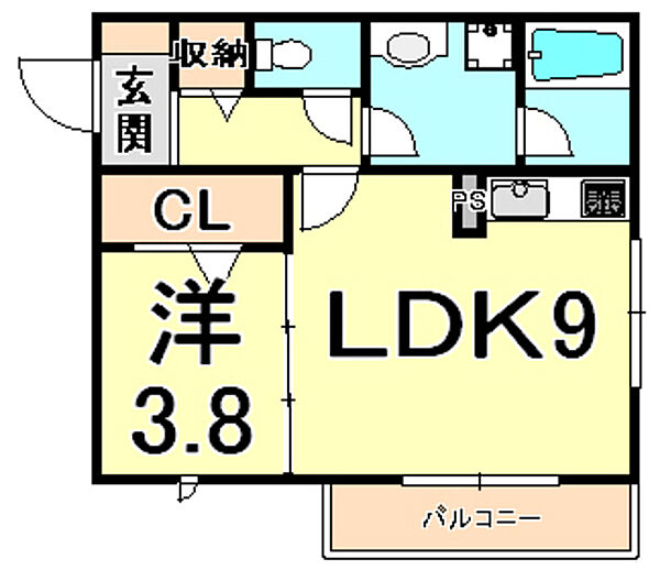 兵庫県西宮市高木西町(賃貸アパート1LDK・1階・35.32㎡)の写真 その2