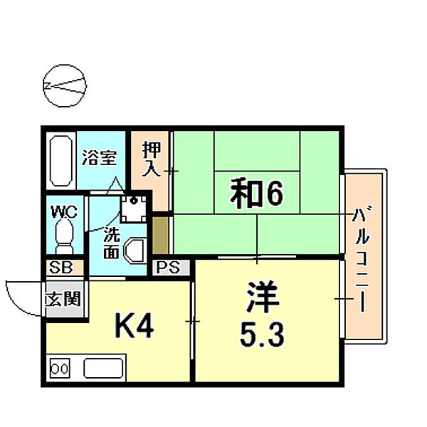 兵庫県西宮市久出ケ谷町(賃貸マンション2DK・1階・36.08㎡)の写真 その2