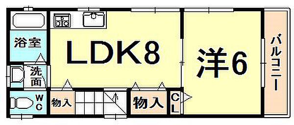 岩永ハイツ ｜兵庫県西宮市能登町(賃貸アパート1LDK・2階・28.55㎡)の写真 その2