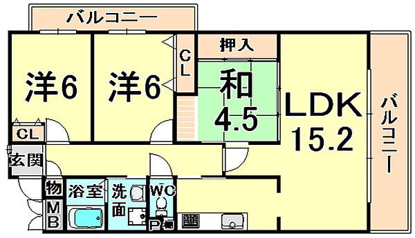 アルデール・カサ ｜兵庫県尼崎市富松町３丁目(賃貸マンション3LDK・3階・74.62㎡)の写真 その2