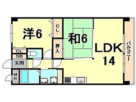 シェリール苦楽園I  ｜ 兵庫県西宮市西平町（賃貸マンション2LDK・3階・57.00㎡） その2