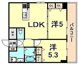 Verde西宮  ｜ 兵庫県西宮市戸田町（賃貸マンション2LDK・6階・46.53㎡） その2