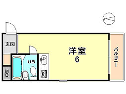 ダイドーメゾン塚口3 2階ワンルームの間取り