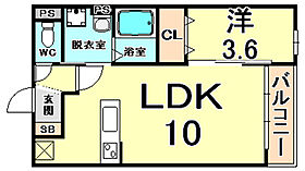 フルールII  ｜ 兵庫県尼崎市御園２丁目（賃貸アパート1LDK・2階・32.50㎡） その2