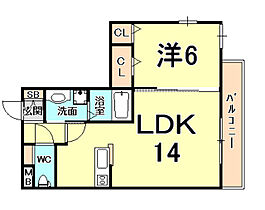 ペルルII  ｜ 兵庫県西宮市甲子園一番町（賃貸アパート1LDK・1階・46.61㎡） その2