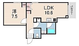 Villa　Musica西宮北口 3階1LDKの間取り