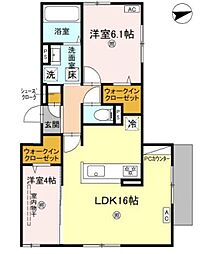 D-RESIDENCE上甲子園 1階2LDKの間取り