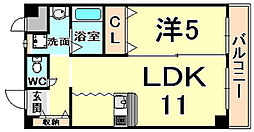 アンアーク 1階1LDKの間取り