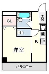 阪急神戸本線 塚口駅 徒歩5分の賃貸マンション 3階1Kの間取り