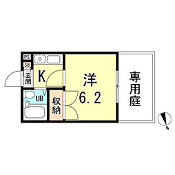 阪神本線 久寿川駅 徒歩7分の賃貸マンション 1階1Kの間取り