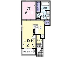 コンフォール北園 1階1LDKの間取り