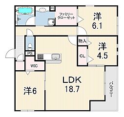 エステート南塚口 1階3LDKの間取り
