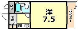 ジョイフル武庫之荘1 4階1Kの間取り