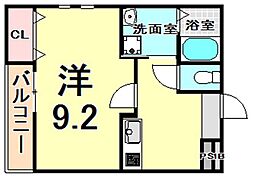 フジパレス立花駅南1番館 2階1Kの間取り