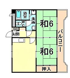 ルミエール立花 5階2LDKの間取り