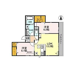 アングレーム 2階2LDKの間取り