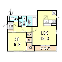 メゾン塚口 1階1LDKの間取り
