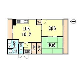 STAC立花 3階2LDKの間取り