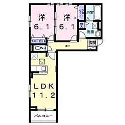 サンロイヤル2 1階2LDKの間取り