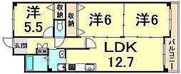 福々邸弐番館 3LDKの間取図画像